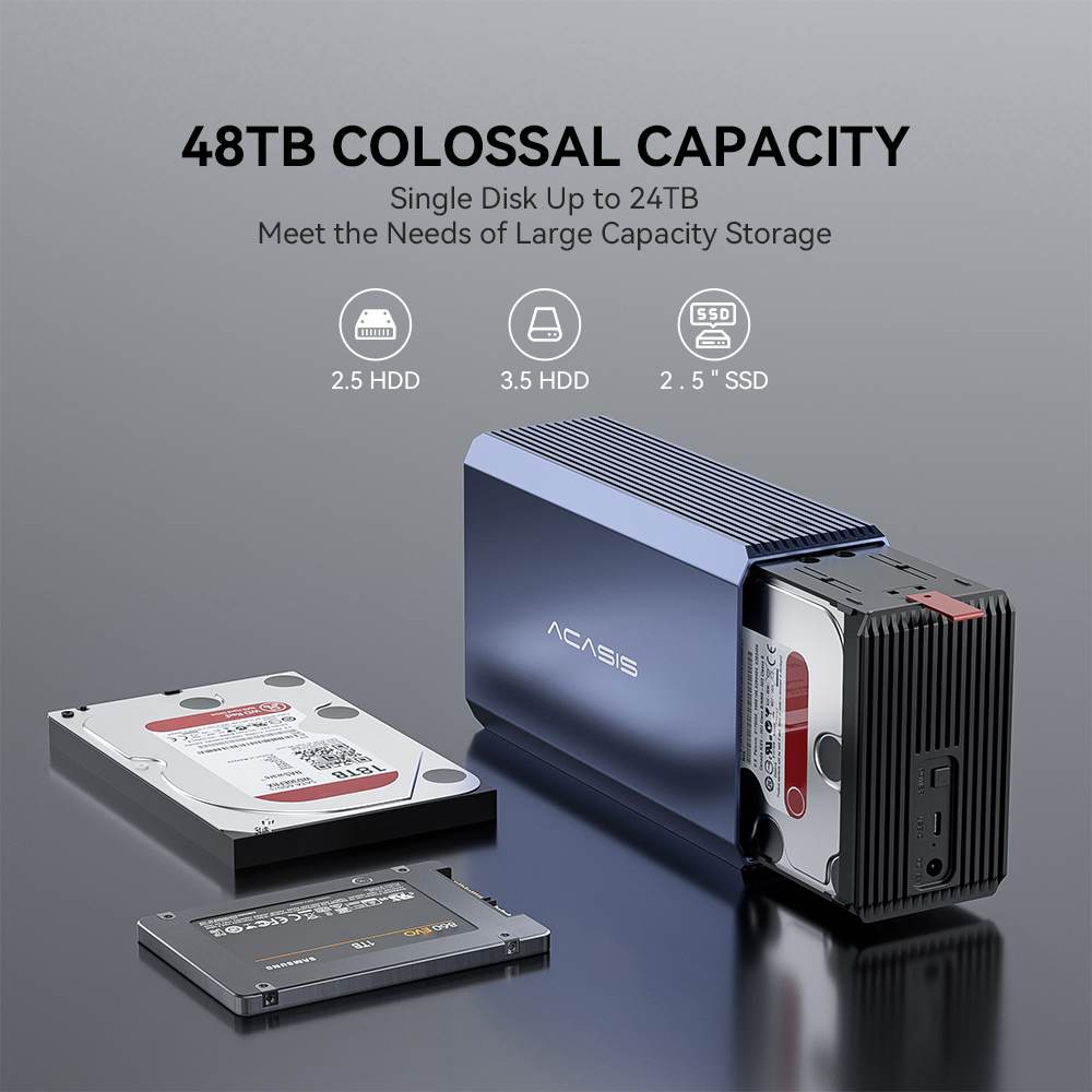 Acasis 2 Bay External Array 2.5/3.5 Inch USB to SATA HDD RAID Case