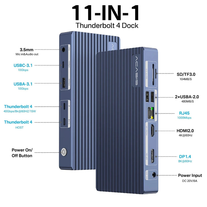 ACASIS 11 Ports 40Gbps Thunderbolt 4 Docking Station