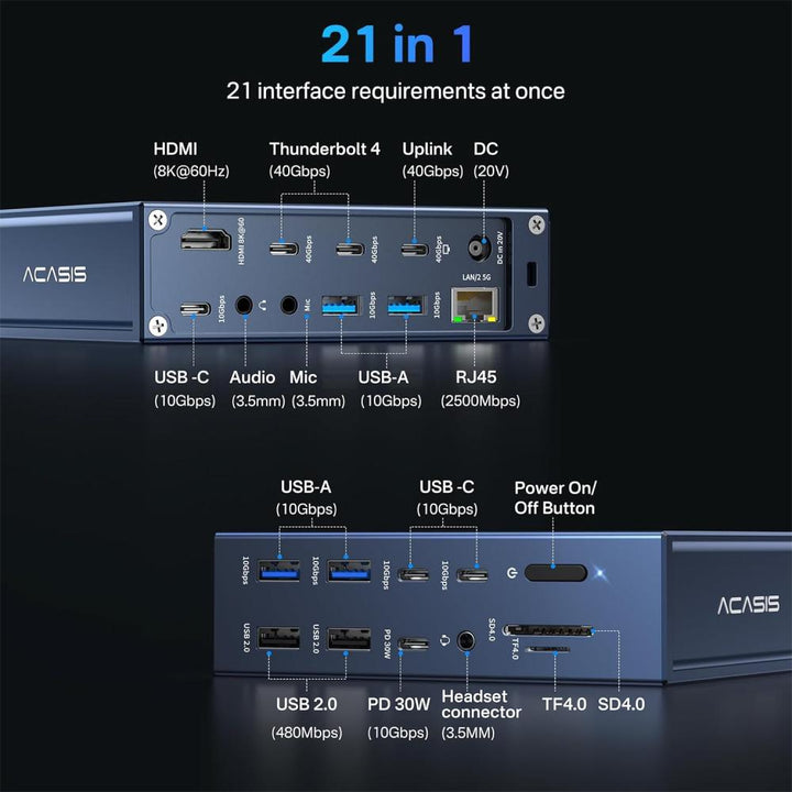 ACASIS 21 Ports 40Gbps Thunderbolt 4 Docking Station