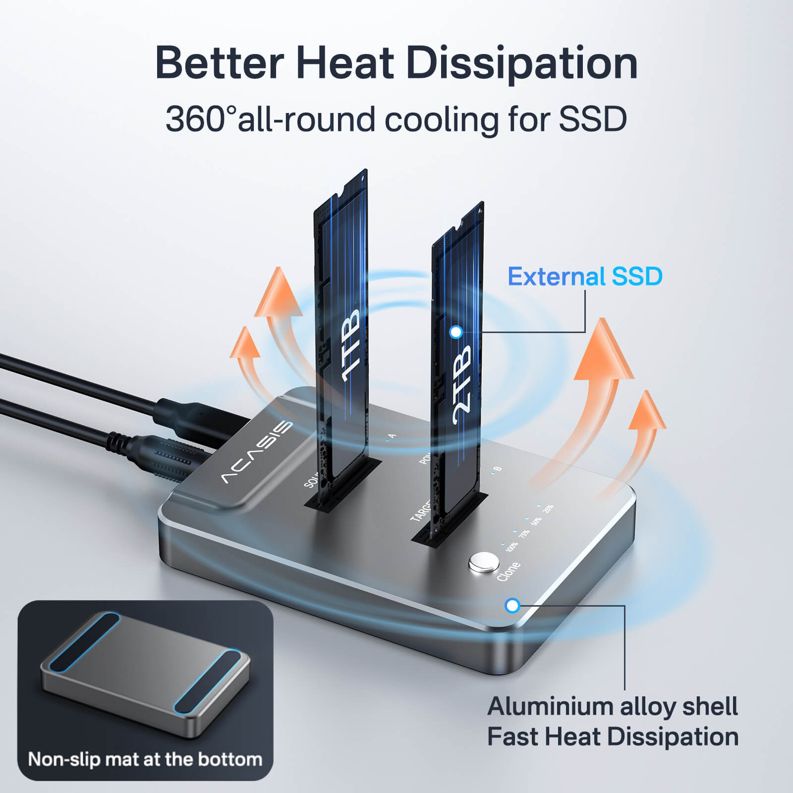 ACASIS NVMe M.2 Drive Duplicator Offline Clone Docking Station
