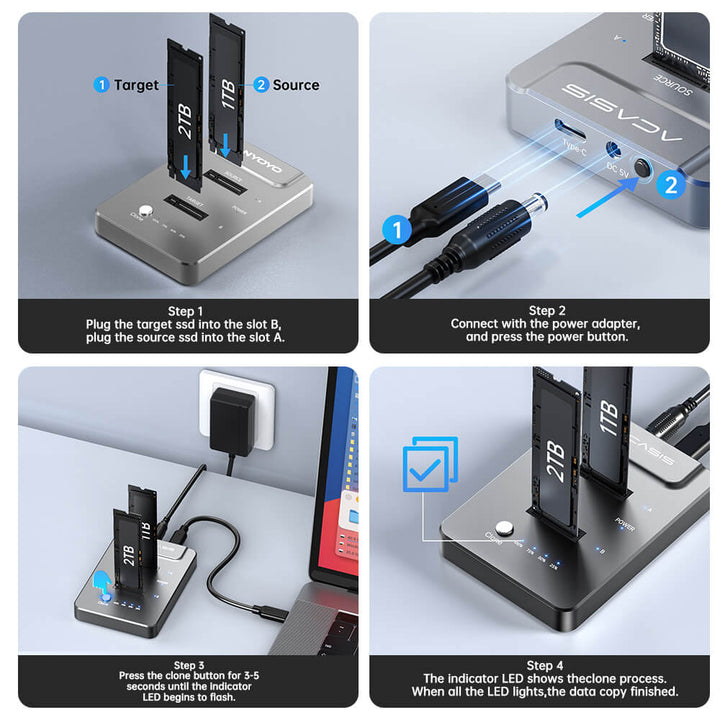 ACASIS NVMe M.2 Drive Duplicator Offline Clone Docking Station