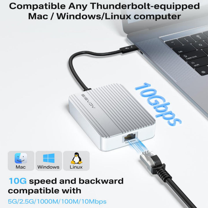 Acasis 10 Gigabit Ethernet Adapter Compatible with Thunderbolt 5/4/3