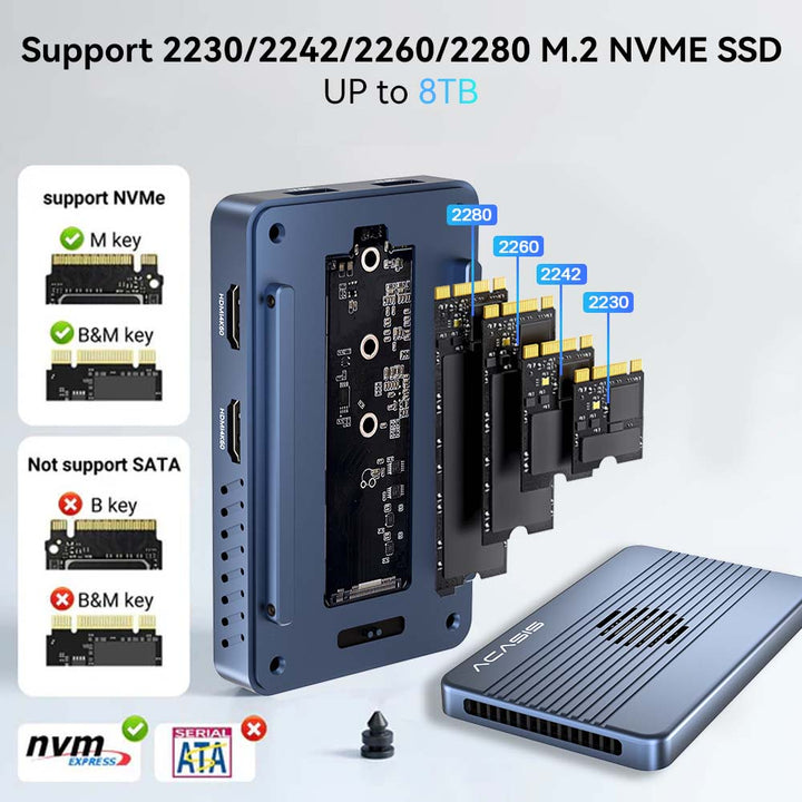 Acasis 8-in-1 40Gbps M.2 NVMe Thunderbolt 3/4 SSD Enclosure & Dock