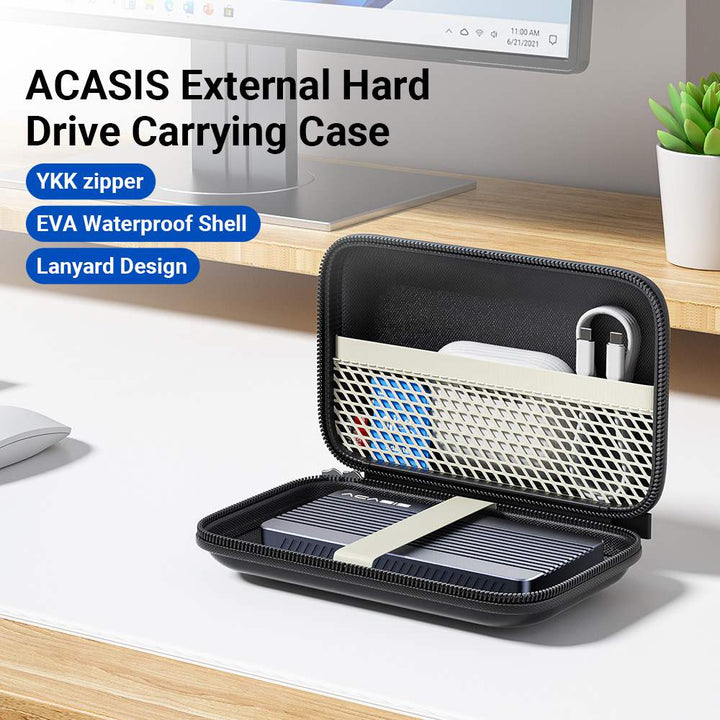 Acasis New Black/Blue External Hard Drive Carrying Case for SSD Enclosure