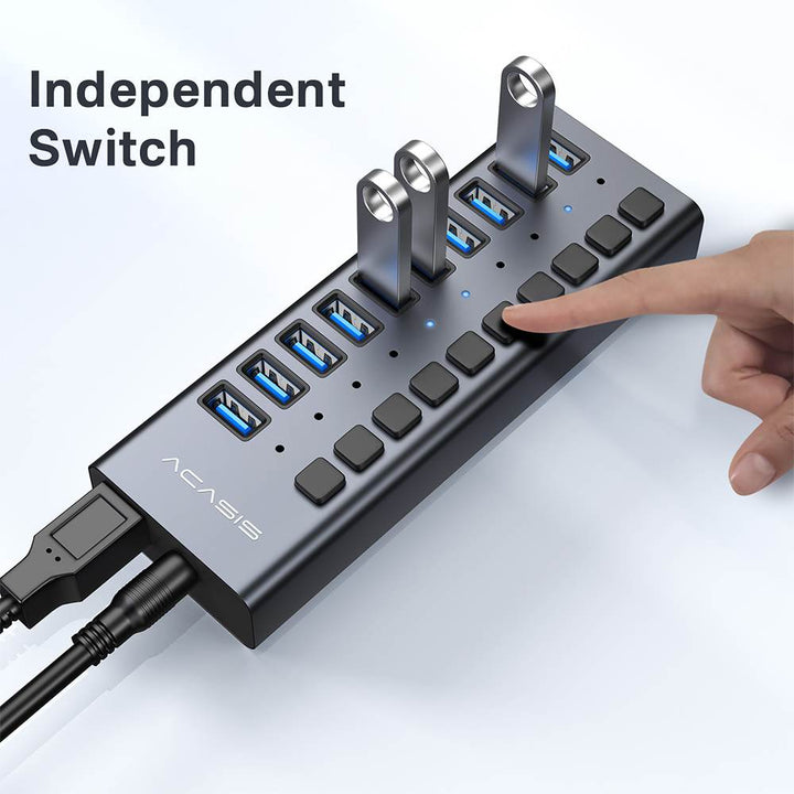 Acasis 10 Ports USB 3.0 Hub with Individual On/Off Switches Splitter