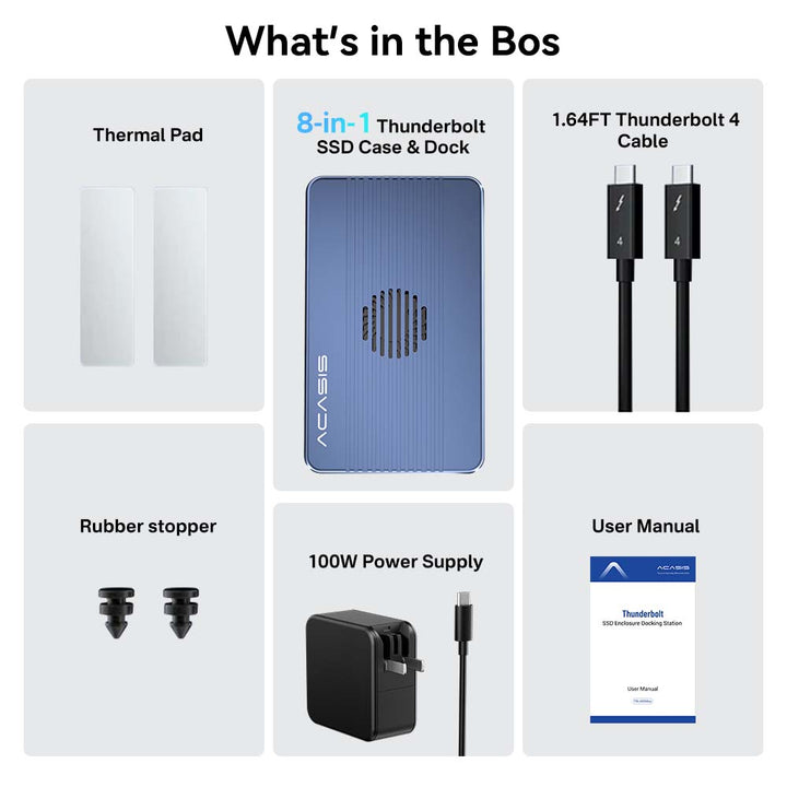 Acasis 8-in-1 40Gbps M.2 NVMe Thunderbolt 3/4 SSD Enclosure & Dock